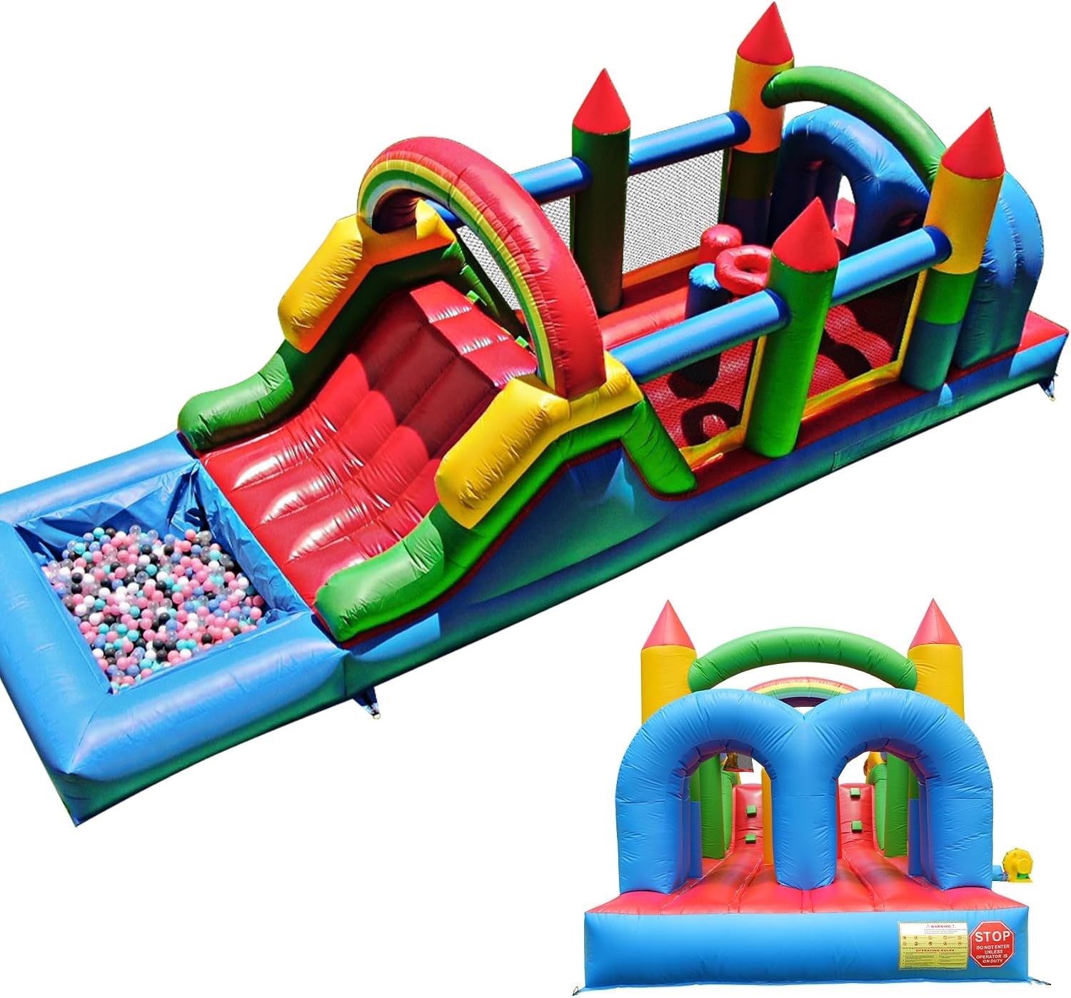 25FT Commercial Grade Bounce House Combo, Heavy Duty PVC Inflatable Bouncer with Crawl Tunnel & Obstacle Course, Large Jumping Castle for Backyard, Birthday Party, School Event, Kids Ages 3-12