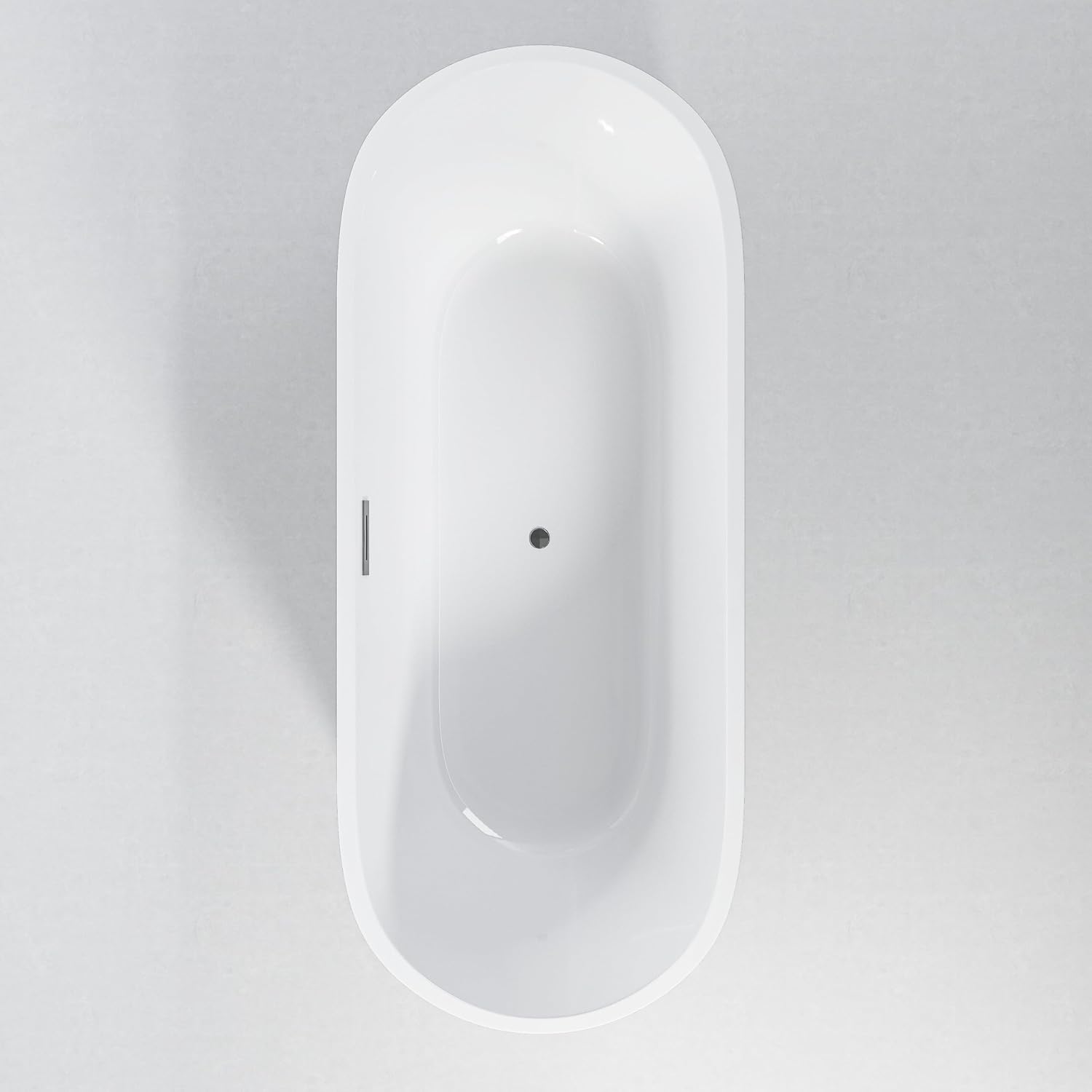 59' Acrylic Freestanding Bathtub with Unique Pleated Design: Spacious Oval Shape, Gloss White Finish, Chrome Overflow & Pop-Up Drain