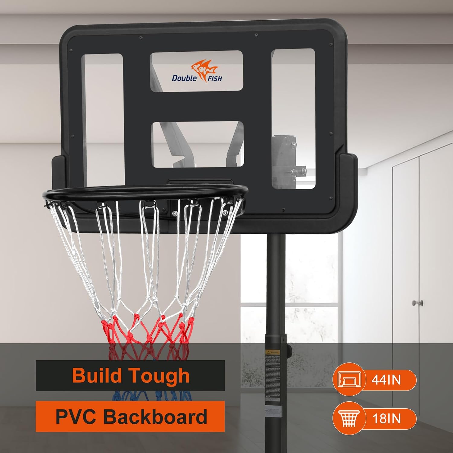 Adjustable Outdoor Basketball Hoop 4.8 7.7ft with Backboard Portable Wall Mounted for Youngsters, Youth, and Adults in Backyard or Driveway Black