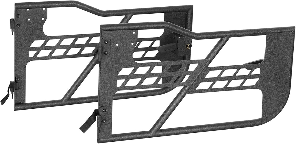 Hooke Road Tube Half Doors for 2018-2026 Jeep Wrangler JL 2-Door & Gladiator JT, Open-Air Summer Off-Road Doors wtih Secure Latch & Limiting Straps - 1 Pair (2-Door Only)