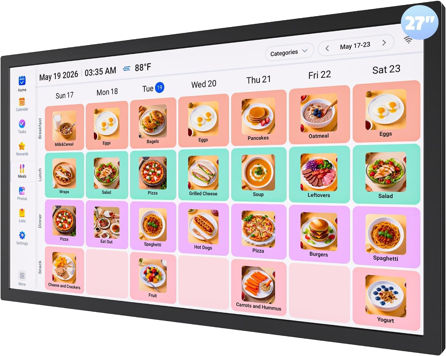 27 Inch Digital Calendar Electronic-Calendar-for-Planner - Smart Wall Calendar for Business Chore Chart, Touchscreen Display for Family Schedules, Digital Picture Frame, Star Rewards, Gift for Mom Dad