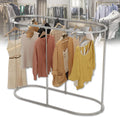 Heavy Duty Oval Garment Rack, Floor Commercial Retail Clothing Rack for Clothes Storage, Iron Multi-Functional Bedroom Clothing Rack, for Boutiques Display, Hallway Entryway,Silver
