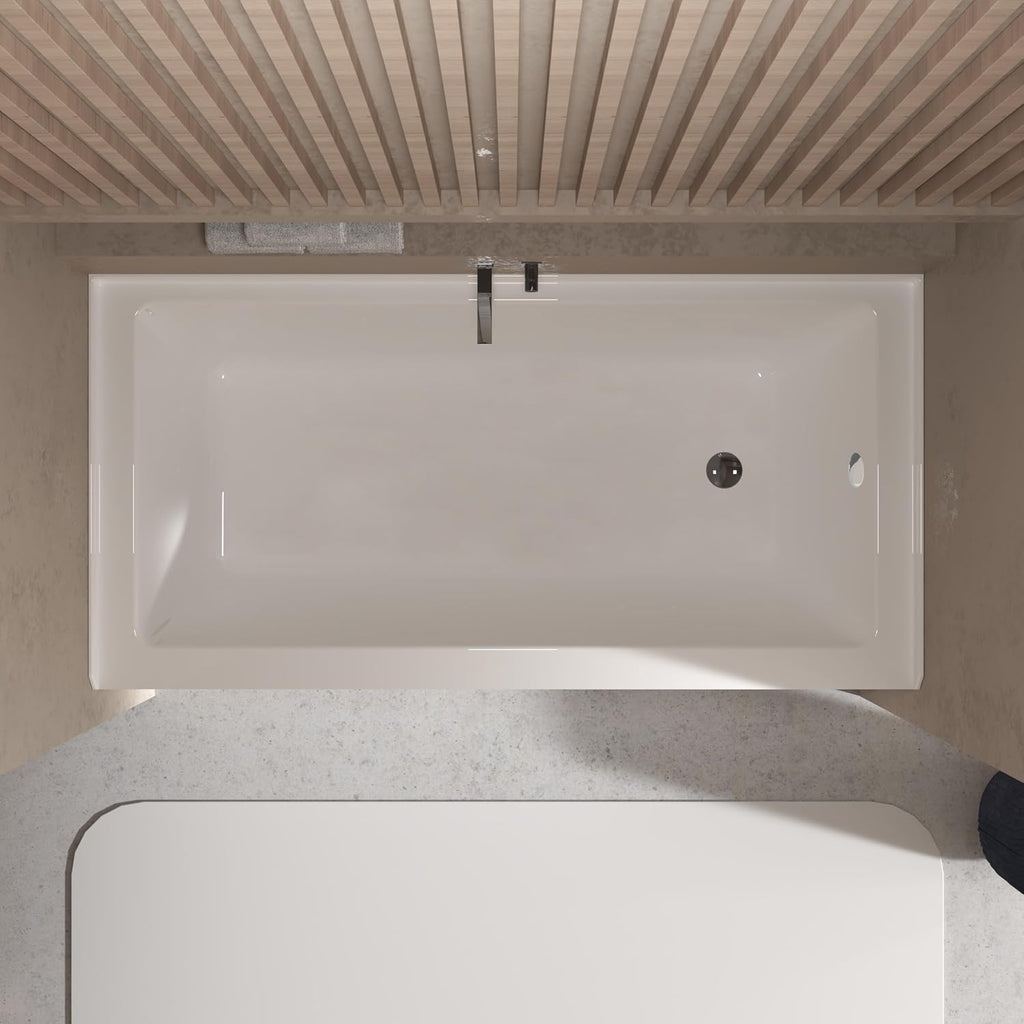 60'x30' Acrylic Alcove Soaking Tub with Integral Apron Front | Right-Side Drain & Brushed Nickel Pop-Up Drain | Glossy White Rectangular Bathtub