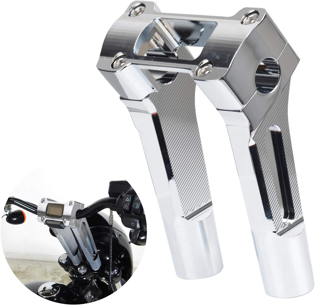 6 inch Tall Motorcycle Handlebar Risers 1 inch Clamp Round with Instrument Gauge Cutout, Handle Bar Riser Extension for Harley Sportster, Dyna, M8 Softail Street Bob Lowrider ST 2018-2022