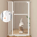 59' Extra Tall Pet Gate, Durable Metal Cat Gate with Double Safety Lock & Walk Thru Door - Self Closing/Stay Open/Open Both Ways, Pressure Mounted Dog Gate for Indoor Stairs, Doorways, Hallways