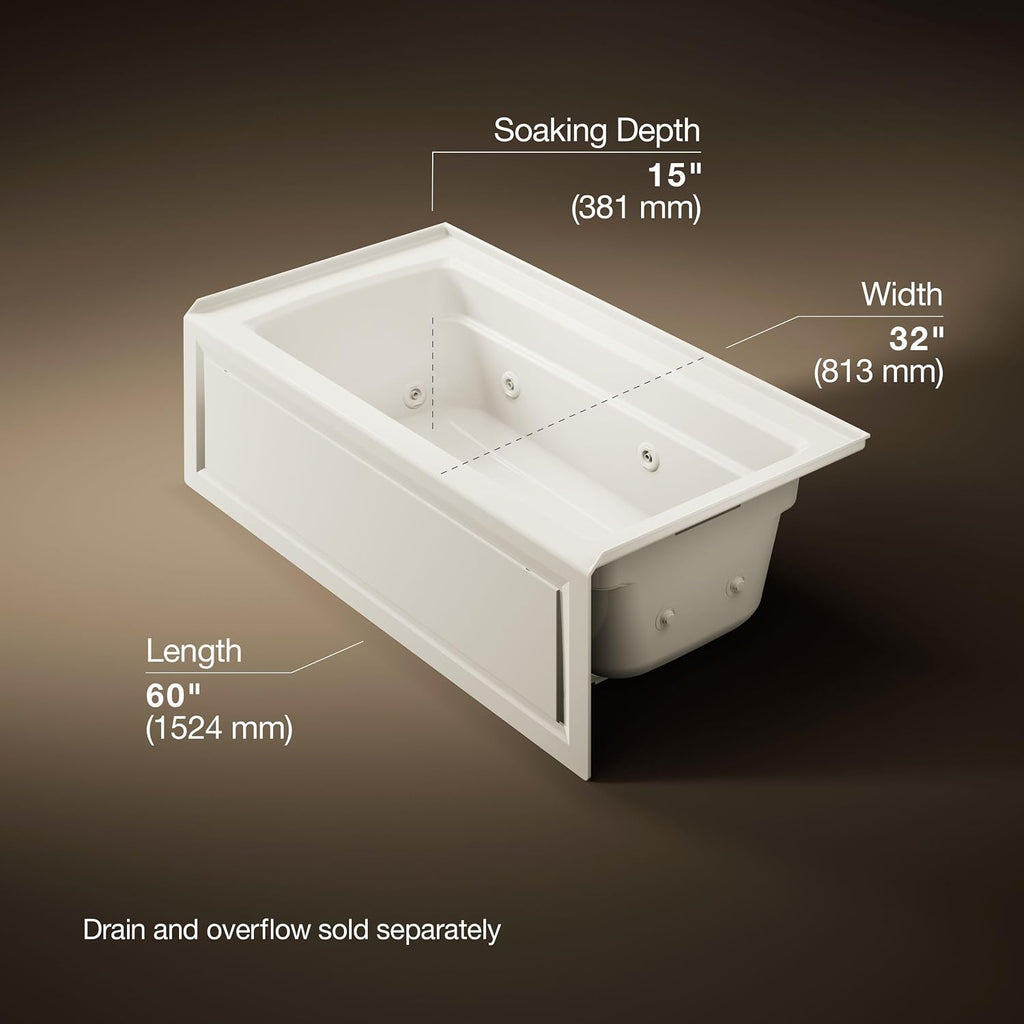 KOHLER K-1122-RA-96 Archer 5-Foot Whirlpool, Biscuit