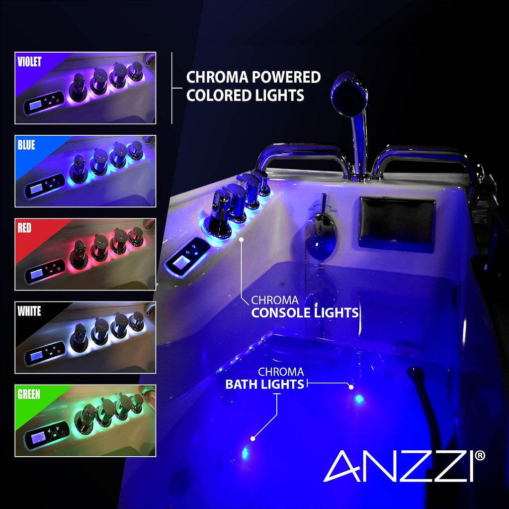 ANZZI Walk In Tub for Seniors 29 x 52 In Right Drain Wheelchair Accessible Bathtub Dual Therapy 12 Whirlpool Jets 18 Air Jets Inline Heater Quick Fill ADA Seat Acrylic White | 2953WCRWD