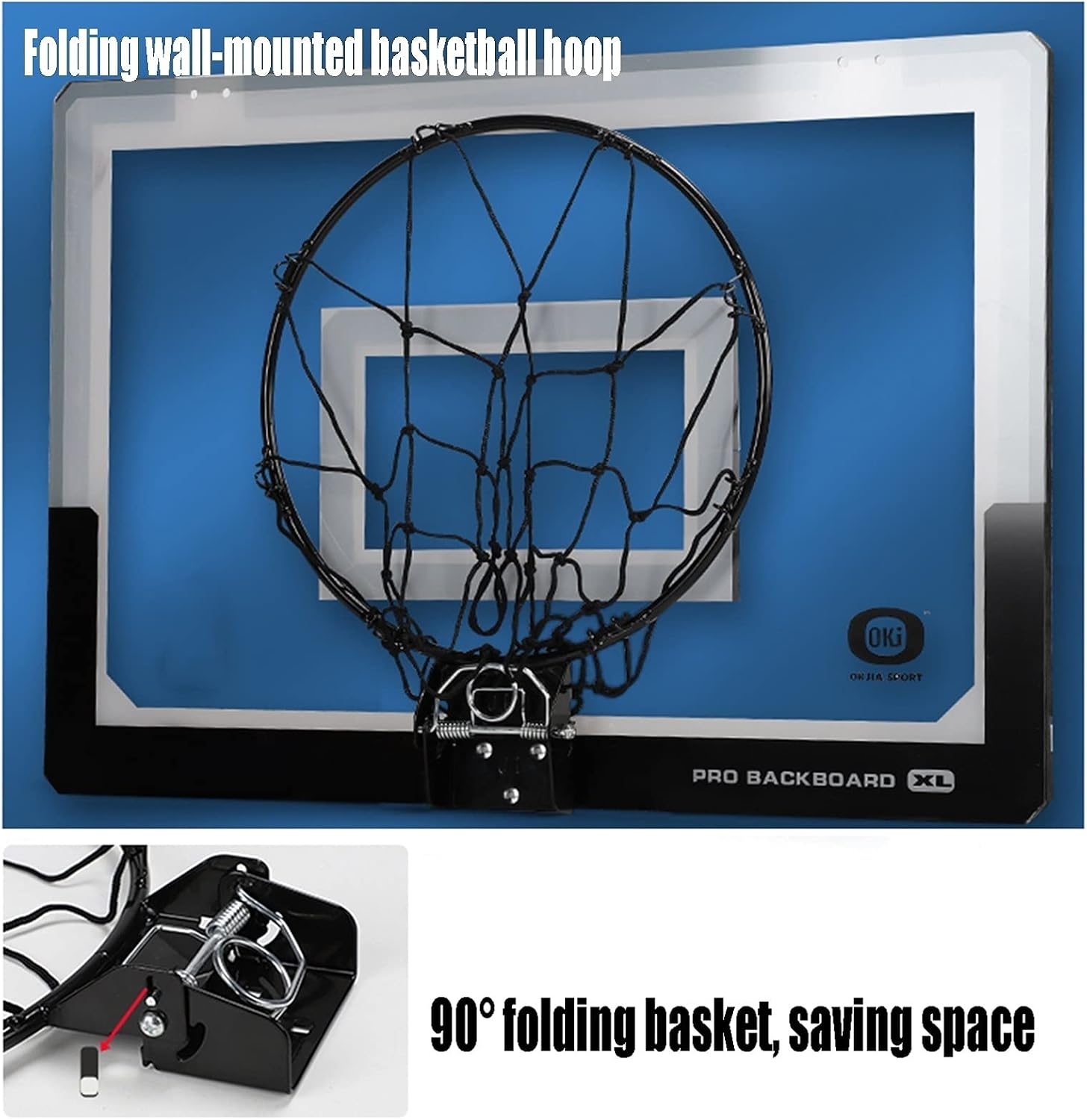 Mini Basketball Hoop, Wall-Mounted Foldable Basketball Hoop, No Perforation Installation, Indoor and Outdoor Shooting Rebounds (Size : 23.2x15.9in)