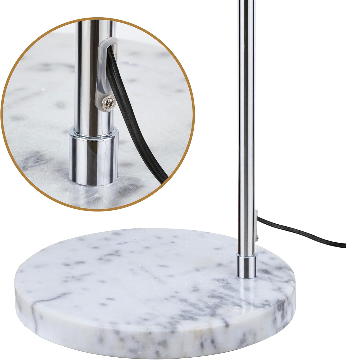 Major-Q Modern Standing Adjustable Floor Lamp with Metal Dome Shade & Marble Base for Living Room - Corner Light Arc Lamps for Bedrooms in Silver Finish