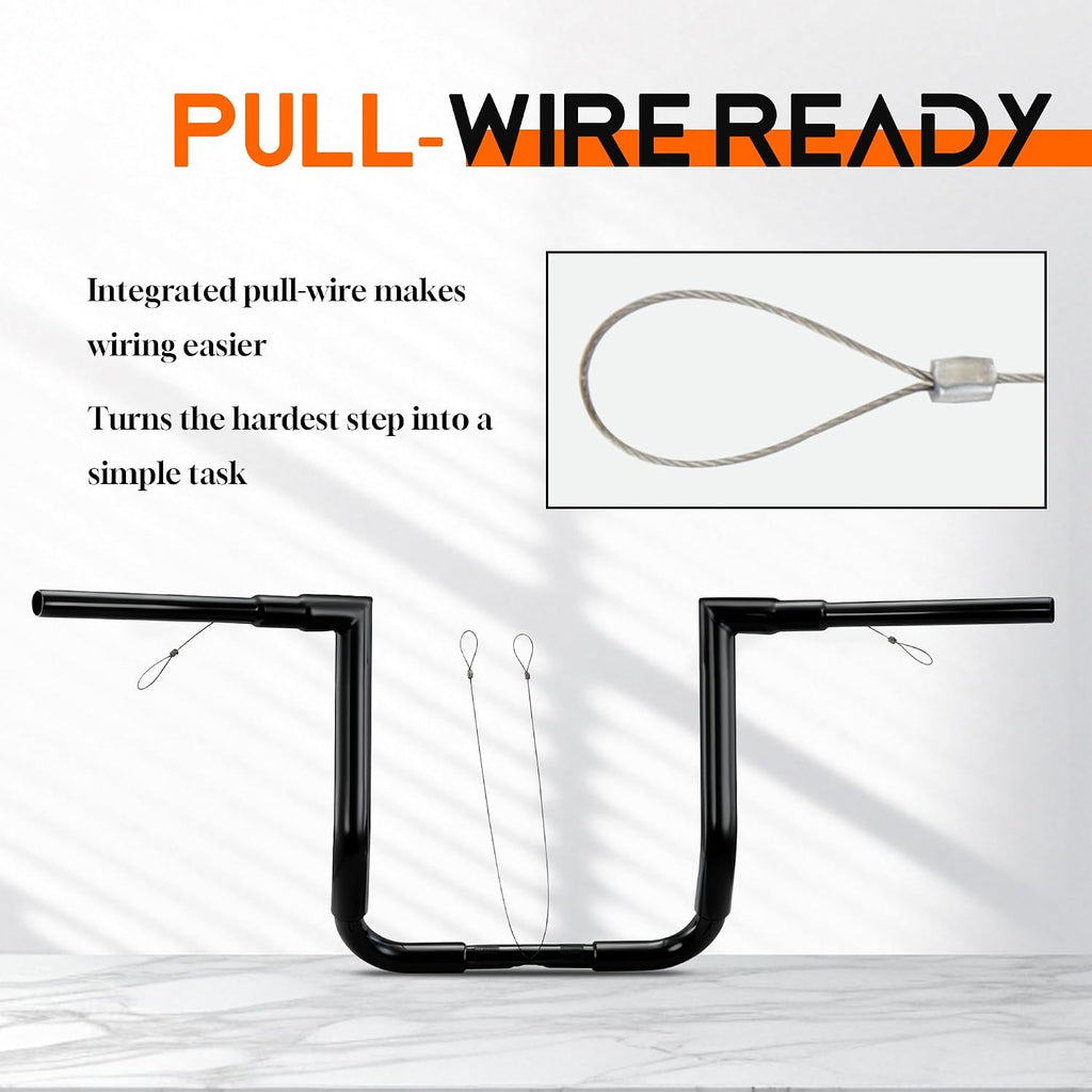 1 1/2 Inch Street Glide Handlebar 14' Rise Right-angle Bar 1.5' Fat 1' Clamp Ape Hangers for Harley 2023-later CVO Street Glide FLHXSE & 2024 2025 2026 FLHX Models, Black