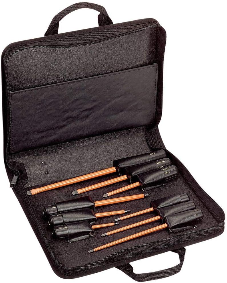 Klein Tools Insulated Screwdriver and Nut Driver Sets, Made in USA, 1000V, 9-Piece, Includes Screwdrivers with Cabinet, Keystone and Phillips Tips and Nut Drivers from 3/16 to 5/8 Inch