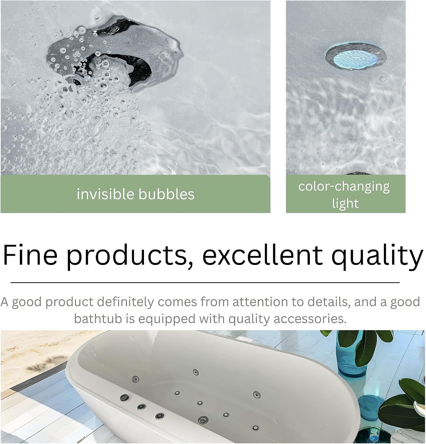 KEIKI 67' Whirlpool and Air Bath Soaking Tub, Freestanding Acrylic Spa Bathtub with 6 Body Jets & 8 Air Bubble Jets, Adjustable Speed Air Blower & Air Control Switch, Milk White