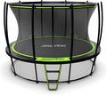 JumpFlex Hero Round Outdoor Backyard Trampoline with Net Safety Enclosure and Ladder - Heavy-Duty Jumping Trampoline Play Equipment for Family
