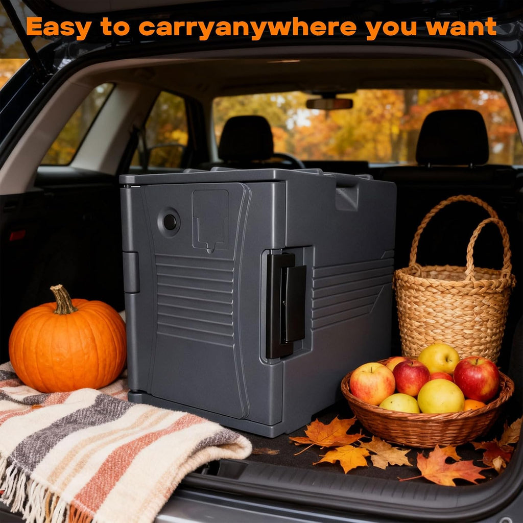 95 Qt Catering Food Warmer with Handles for Catering,No Rust, wear-Resistant Latch and Door Shaft,Stackable Cold & Hot Box for Parties, LLDPE Insulated Food Carrier for 6 Full-Size Pans