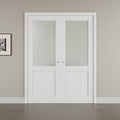 72' x 80' French Doors Interior (Double 36' x 80' Half Frosted Glass Door with Silver Hinge Prehung Jamb Kit), Pre-Finished & Paintable, Prebuilt Home Door Slabs & Assembly Required Jamb