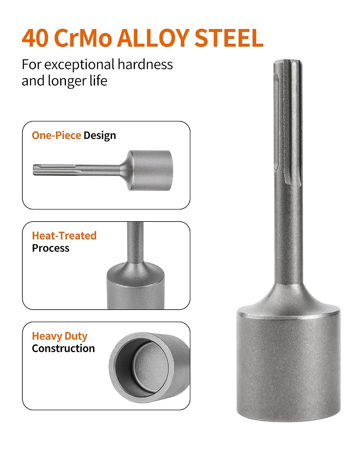 T Post Driver, 2 Inch SDS Max Automatic Fence Post Driver, Heavy Duty Metal Stake Driver, Ground Rod Driver Adapter Bits for SDS Max Rotary Hammer Drill Tool