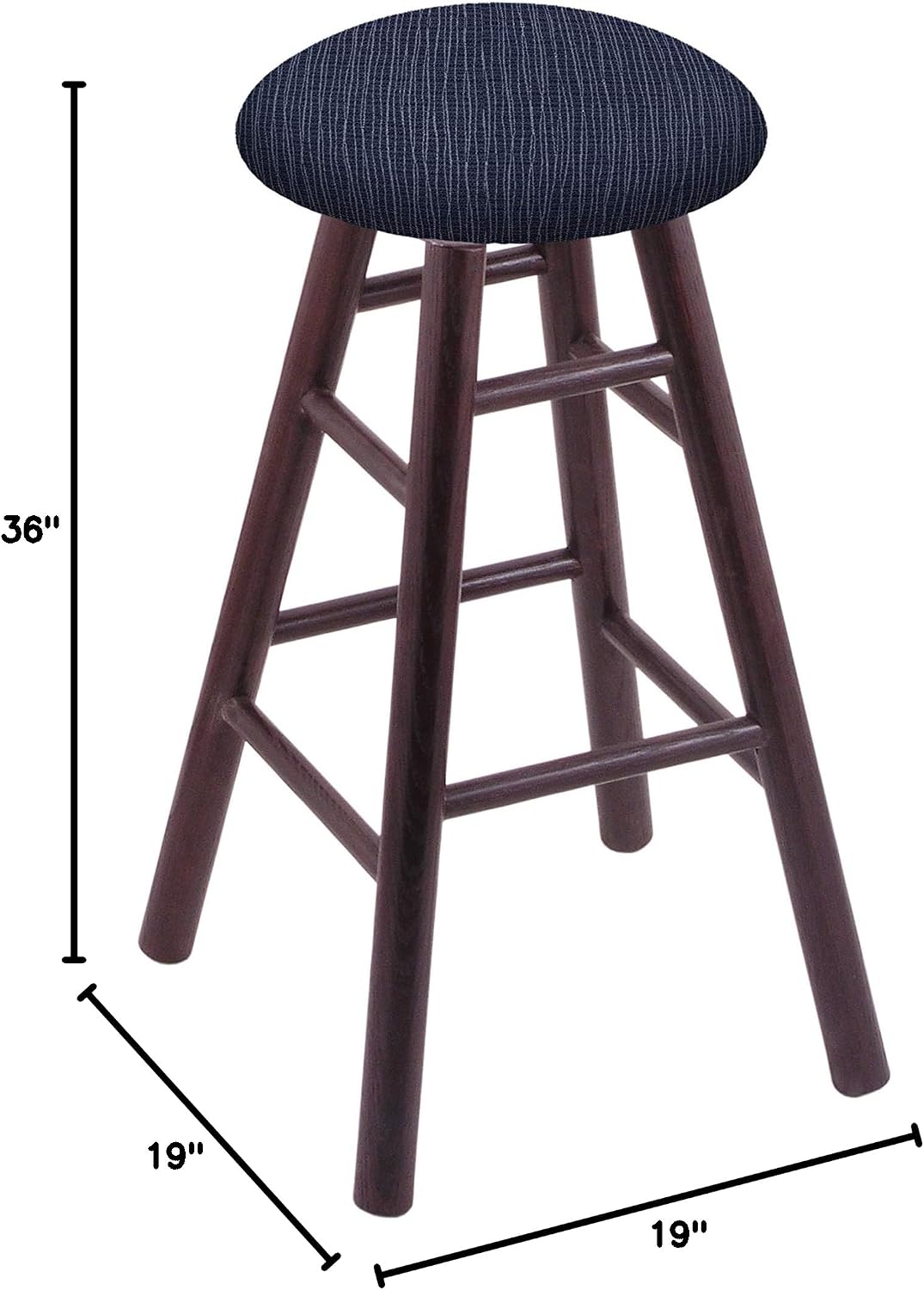 HBS XL Oak Round Cushion 36' Swivel Extra Tall Bar Stool with Smooth Legs, Dark Cherry Finish, and Graph Anchor Seat