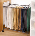 Display Stand Pants Hangers Rolling Trolley Trousers Rack, Floor Standing Jeans Hangers Metal Scarves Rack Clothing Closet Organizer Shelf Blanket Rack (L70*W33*H70CM with Side Pockets
