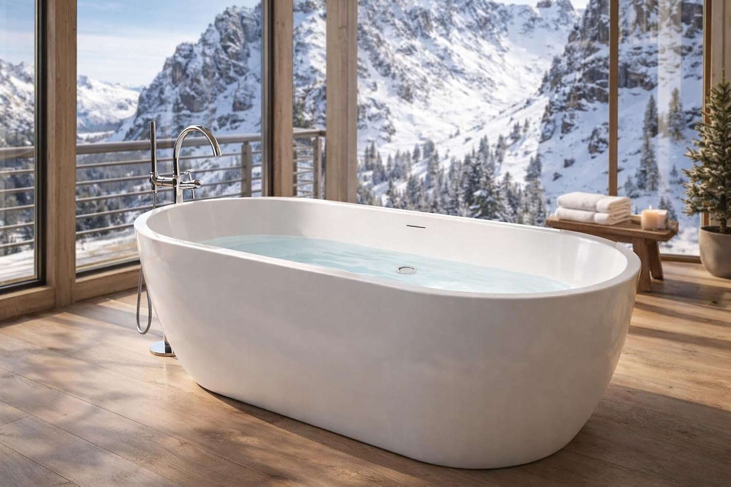 Mone 67 in. Acrylic Glossy Flatbottom Bathtub in White