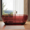 59' Edeyeu Freestanding Bathtub - Extra Deep Soaking Tub With Ergonomic Design, Luxury Solid Surface Bathtub For Home Spa Relaxation, Durable One-Piece Stand Alone Tub Red