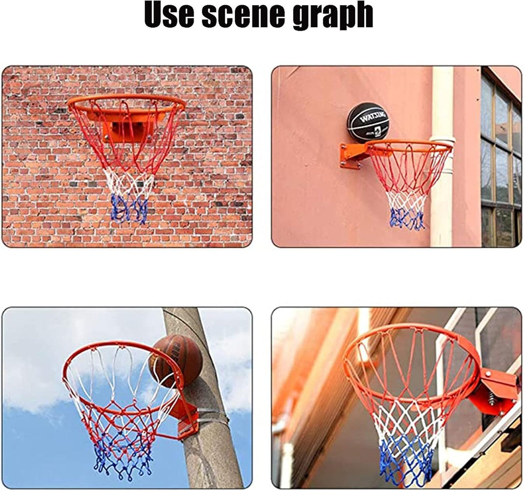Basketball Rim Wall-Mounted Basketball Hoop Children Adult Outdoor Steel Basketball Board, 18in Portable Basketball Hoop (Color : Black)