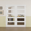 Prehung French Door 72' x 80' (2x36 in), 5-Lite Tempered Clear Glass Door Slabs with Jamb, Silver Hinges, 4 Levers & Latch, Solid Core Interior Door, Pre-Finished & Paintable,Double Doors Interior