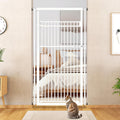 78.8' Extra Tall Cat Gate, 28.3-33' Wide Safety Metal Cat Door, Pressure Mounted Easy Walk Through Pet Gate with Door for Stairs, Doorways (White)