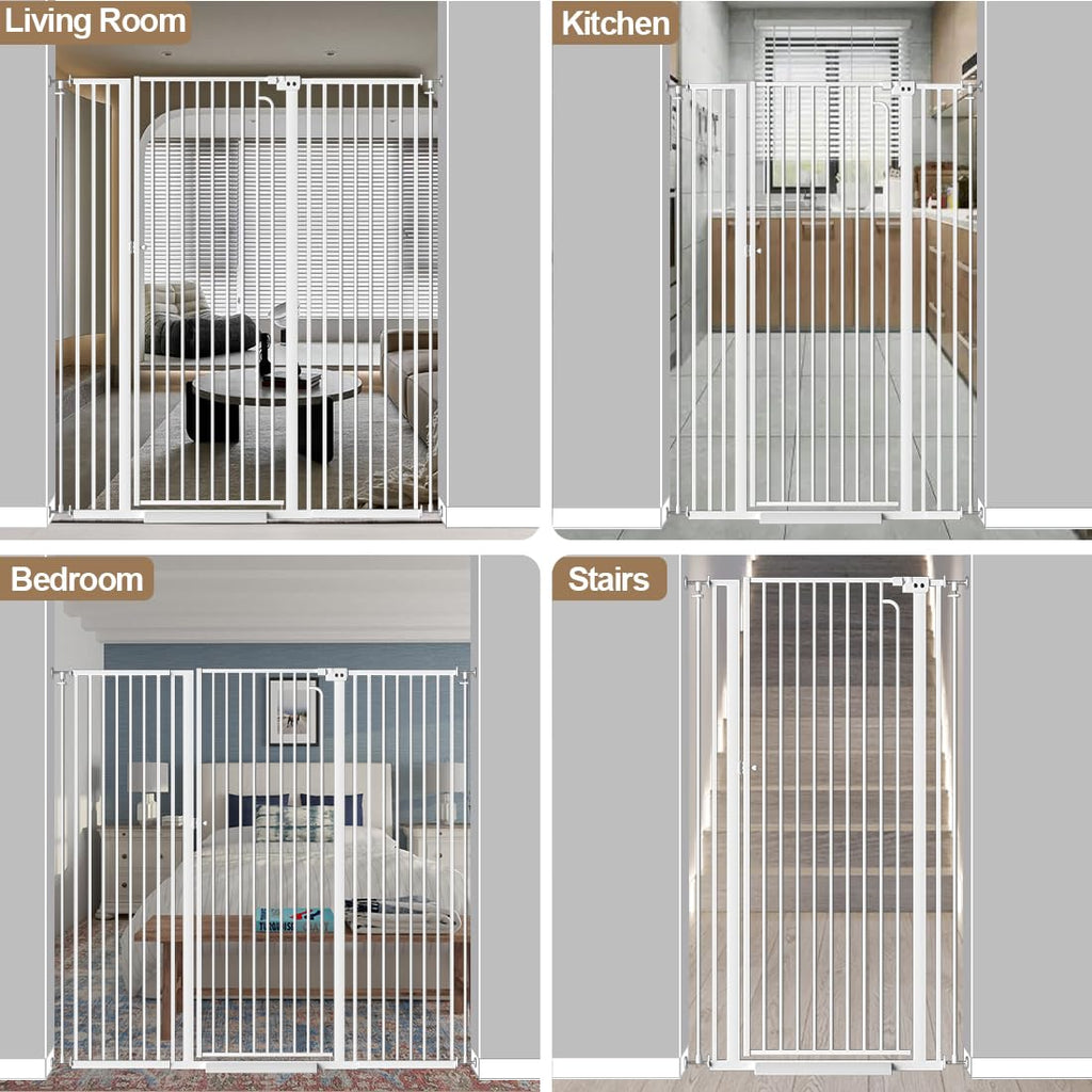 Extra Tall Cat Gate, Tall Safety Baby Gate for Doorways & Stairs, Easy Install Pressure Mounted Dog Gates, Auto-Close Walk Thru Pet Gate for The Babies