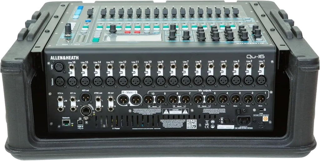 SKB Roto Rack/Mixer Top Console, 10U Slanted Rackmount with Steel Threaded Rails, Hard Lid and Doors, and Side Access Ports, Black