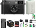 FUJIFILM X Half Premium Compact Digital Camera (Charcoal Silver) Bundle with Fuji Link 3 Smartphone Printer (Sage Green) + Instax Mini Film + Extra Battery + Charger + 64GB Memory Card + More