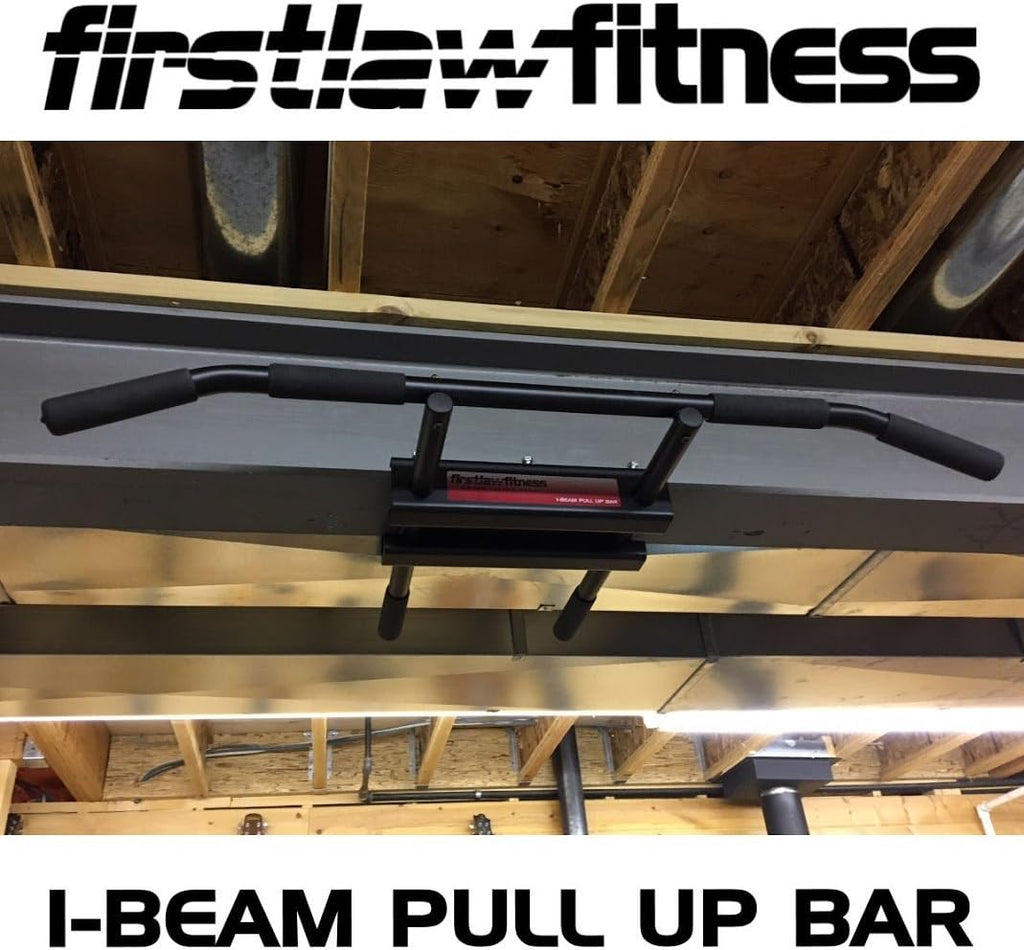Firstlaw Fitness 600 LBS Limit - I-Beam Pull Up Bar - Bent Bar – RED - Rubber Grips