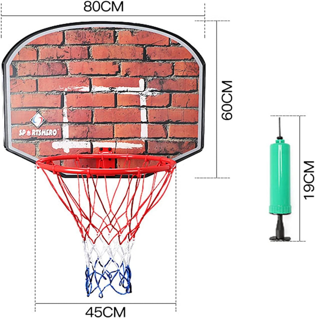 Basketball Rim Adult Youth Basketball Hoop, Outdoor Wall-Mounted Recreational Basketball Board, No Need to Punch Holes for Installation, 80x60 Cm (Color : Package 1)