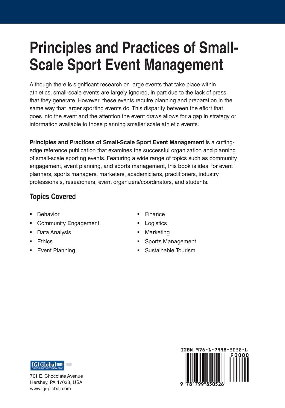 Principles and Practices of Small-Scale Sport Event Management
