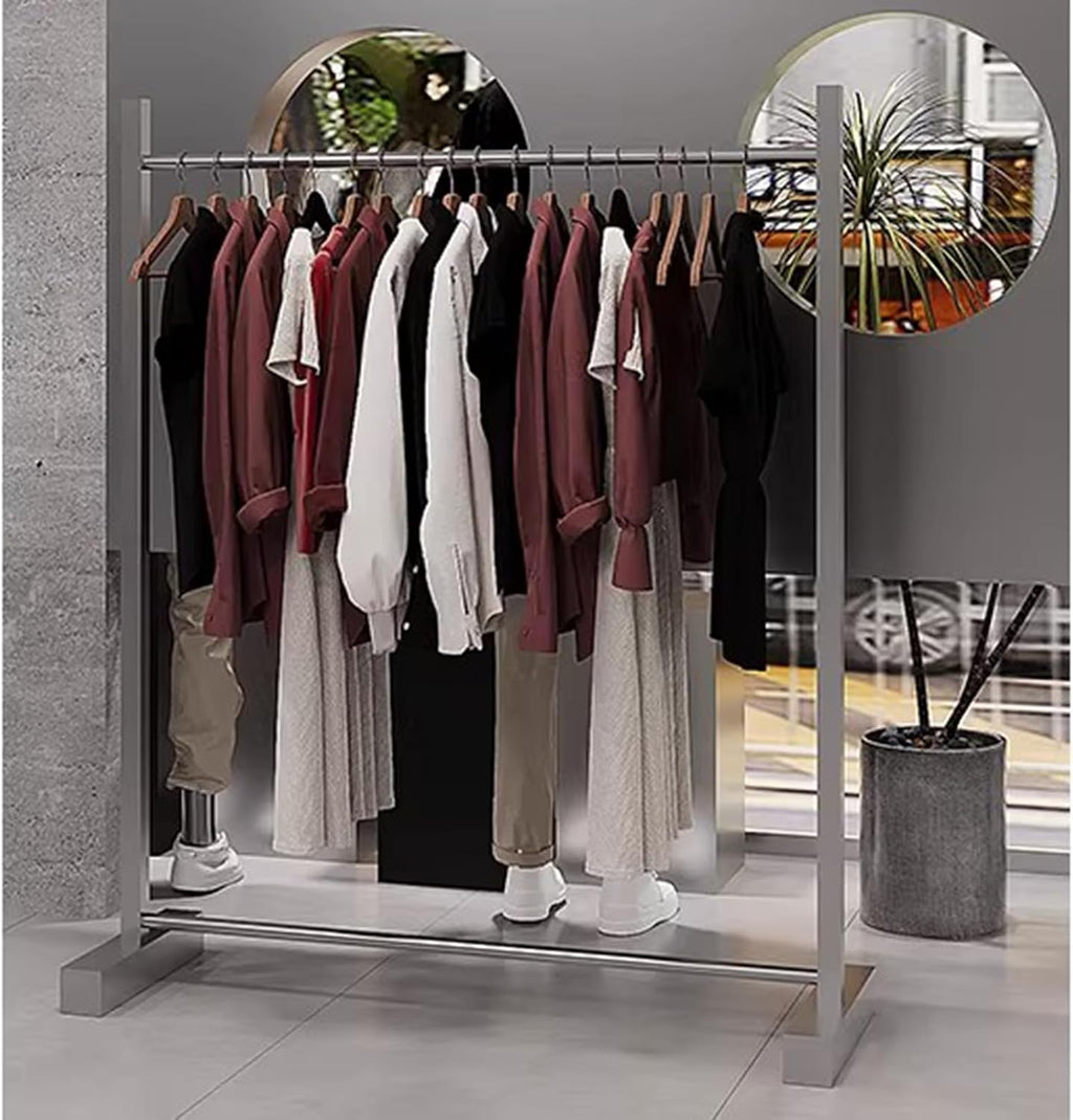 Garment Rack Heavy Duty Clothing Rack Load 350 LBS, Hanging Clothes Organizer For Display And Storage, Commercial Clothes Rail For Retail Store, Silver Stainless Steel Coat Rack Fo(Size:100X40X150CM)