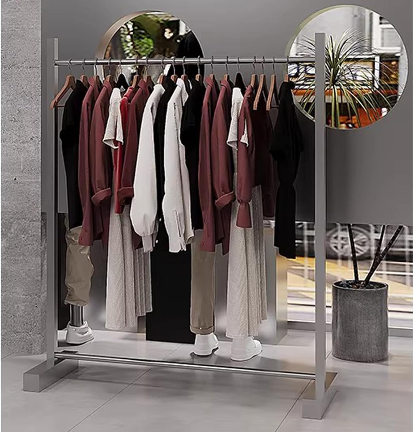 Garment Rack Heavy Duty Clothing Rack Load 350 LBS, Hanging Clothes Organizer For Display And Storage, Commercial Clothes Rail For Retail Store, Silver Stainless Steel Coat Rack Fo(Size:100X40X150CM)