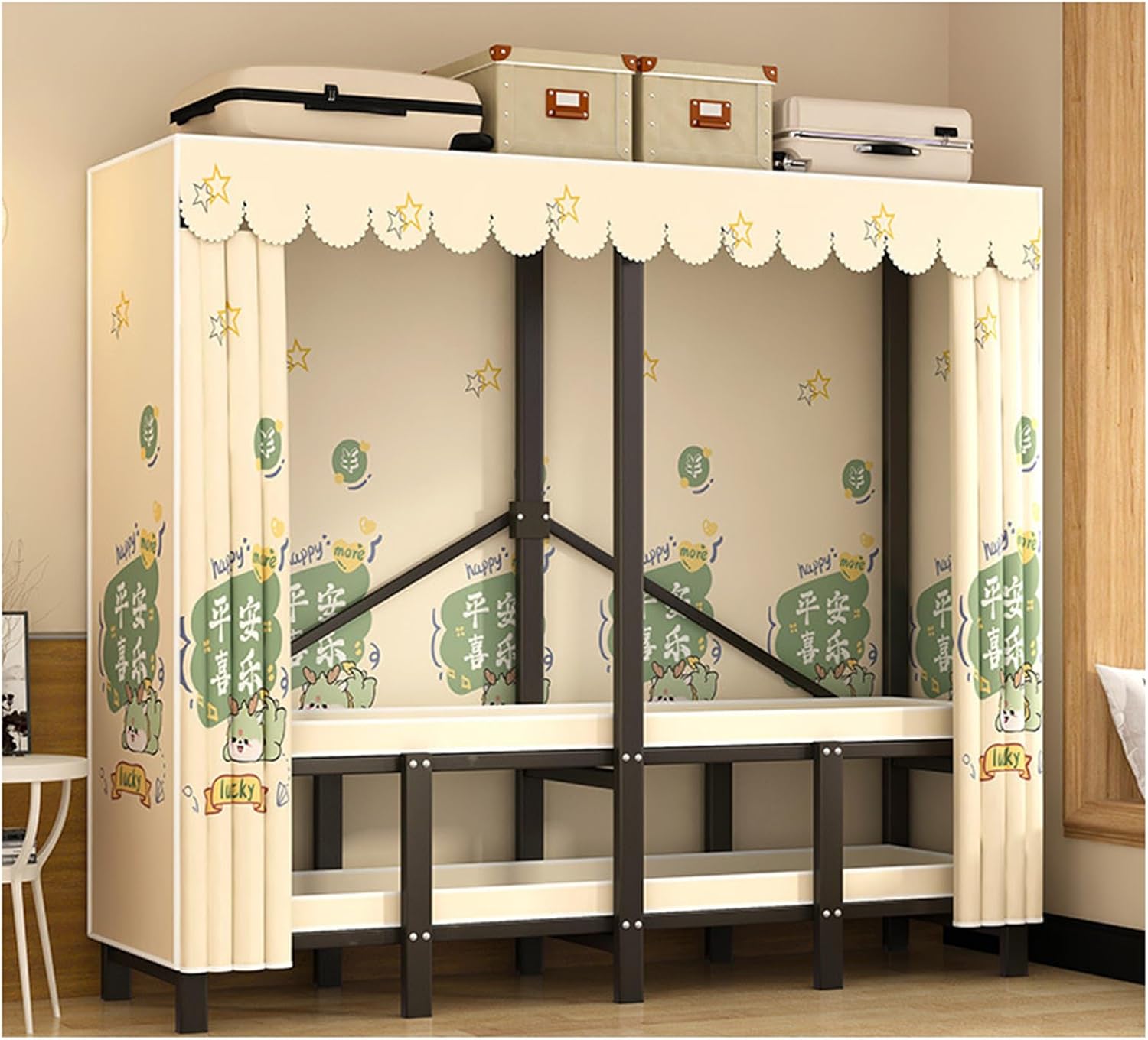 Portable Garment Rack - 66 Tall Heavy-Duty Cloth Cover Clothing Rack with Shelf - Foldable Clothing Organizer for Bedroom and Wardrobe