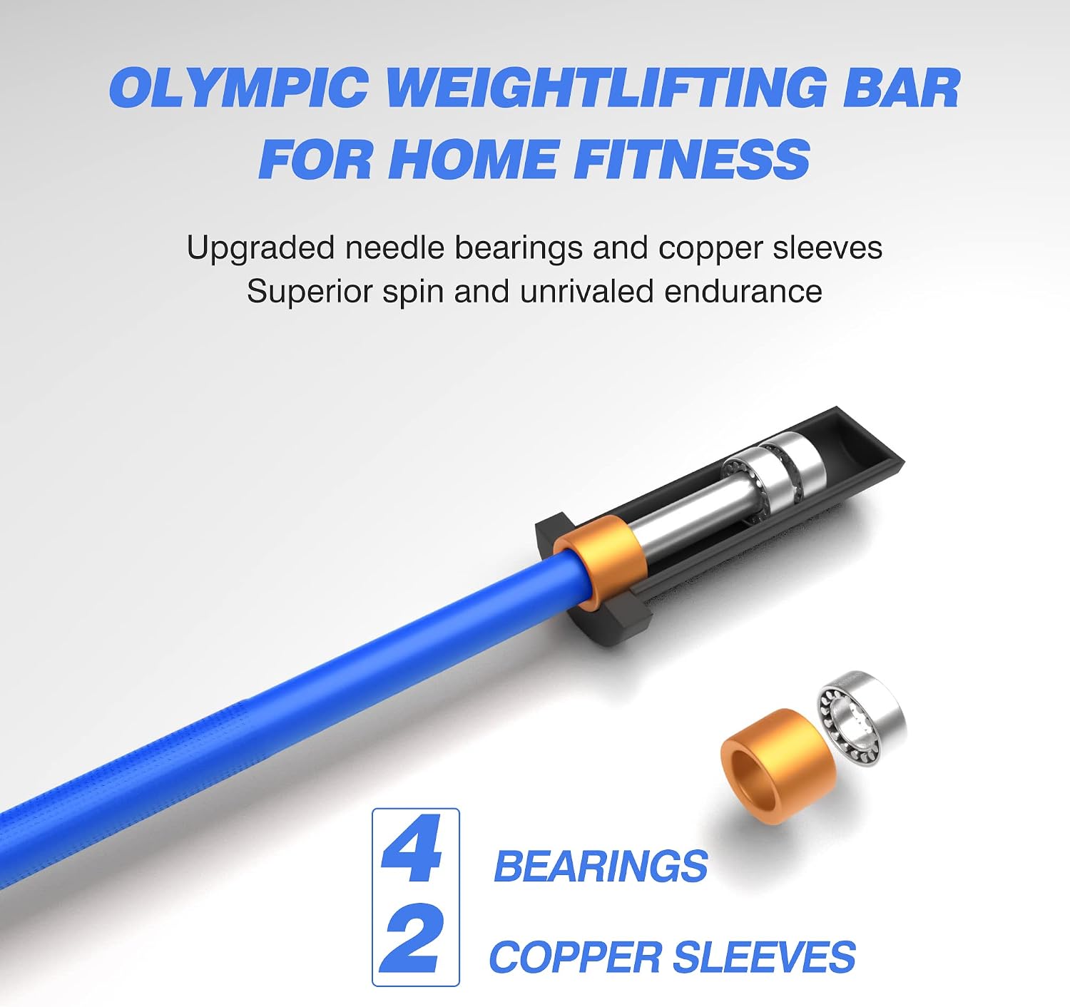 IFAST Olympic Barbell Bar 4FT Solid Chrome Barbell with Bearing, 7.2FT Home Gym 2' Weightlifting Bar, 400lbs/1200lbs Weight Capacity