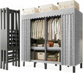 Heavy Duty Metal Clothing Rack with Cover Foldable Covered Clothes Rack with 2 Hanging Rods Garment Rack Wardrobe Clothes Organizer
