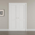 48' x 80' French Doors Interior (Double 24' x 80' 2-Lite Panel Door with Silver Hinge Prehung Jamb Kit), Pre-Finished & Paintable, Prebuilt Home Door Panels & Assembly Required Jamb