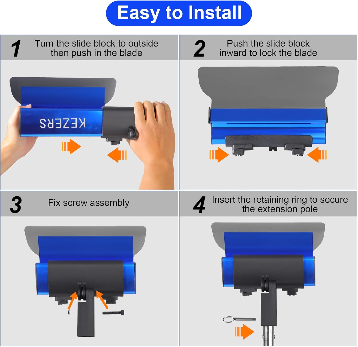 KEZERS Drywall Tool Kit 8-Piece Skimming Blade Set with Extension Handle – 5 Putty/Taping Knives (4'-12') & 5 Skimming Blades (12'-32') for Drywall, Plaster, and Compound Work