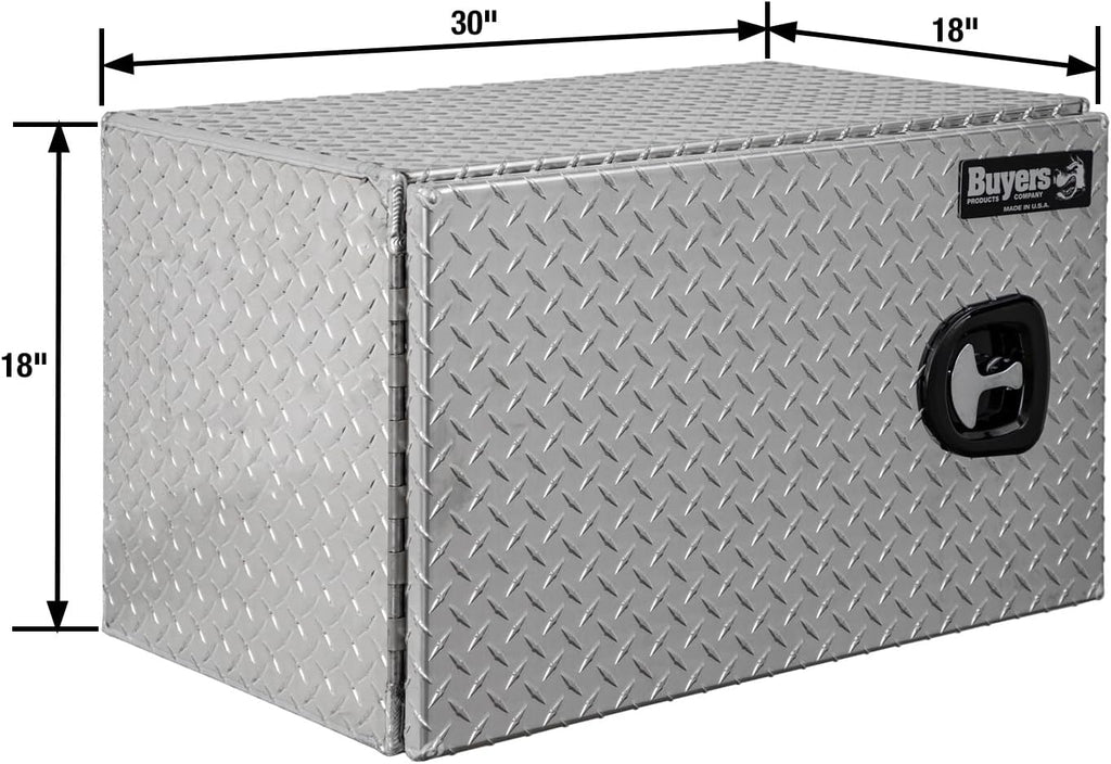 Buyers Products 1705203 Underbody Truck Tool Box with Barn Doors, 18x18x30 Inch, Diamond Tread Aluminum, Made in USA, Compression Latch, Weather Resistant, Toolbox for Flatbeds, Trailers & Work Trucks