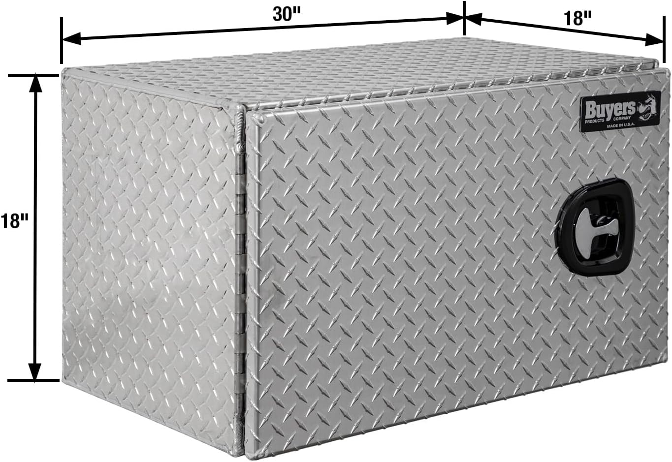 Buyers Products 1705203 Underbody Truck Tool Box with Barn Doors, 18x18x30 Inch, Diamond Tread Aluminum, Made in USA, Compression Latch, Weather Resistant, Toolbox for Flatbeds, Trailers & Work Trucks