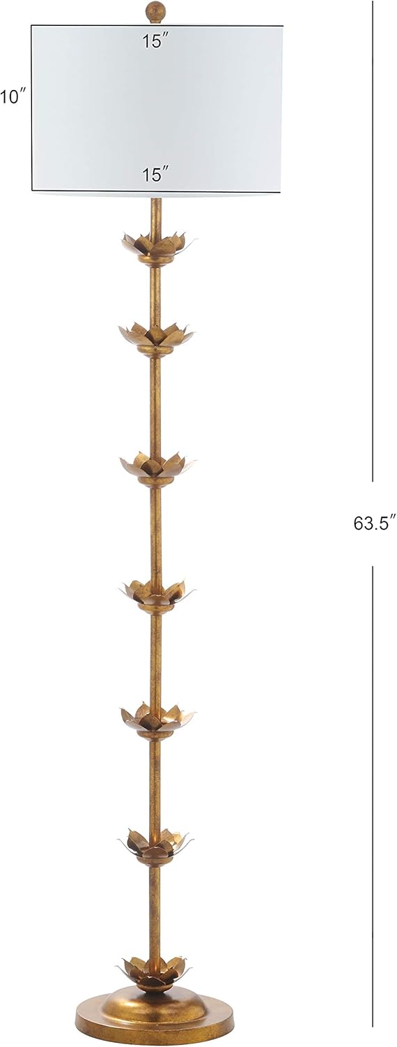 Safavieh FLL4003A Lighting Collection Landen Leaf 63.5' Antique Gold Floor Lamp, Metal