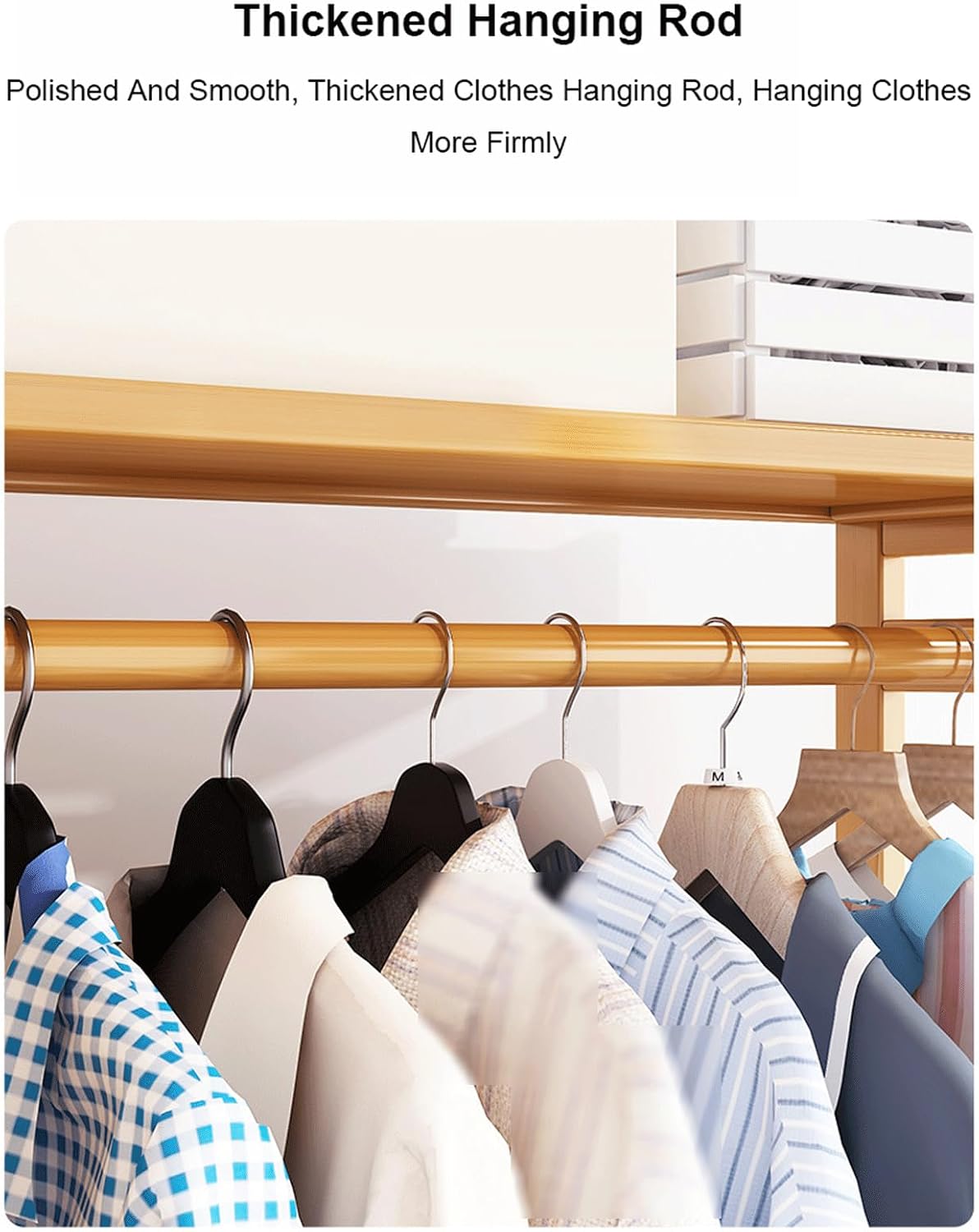 Bamboo Clothes Rack w/2 Storage Drawers Multifunctional Heavy Duty Clothing Rack Portable Garment Rack Organizer for Hanging Pants Jackets