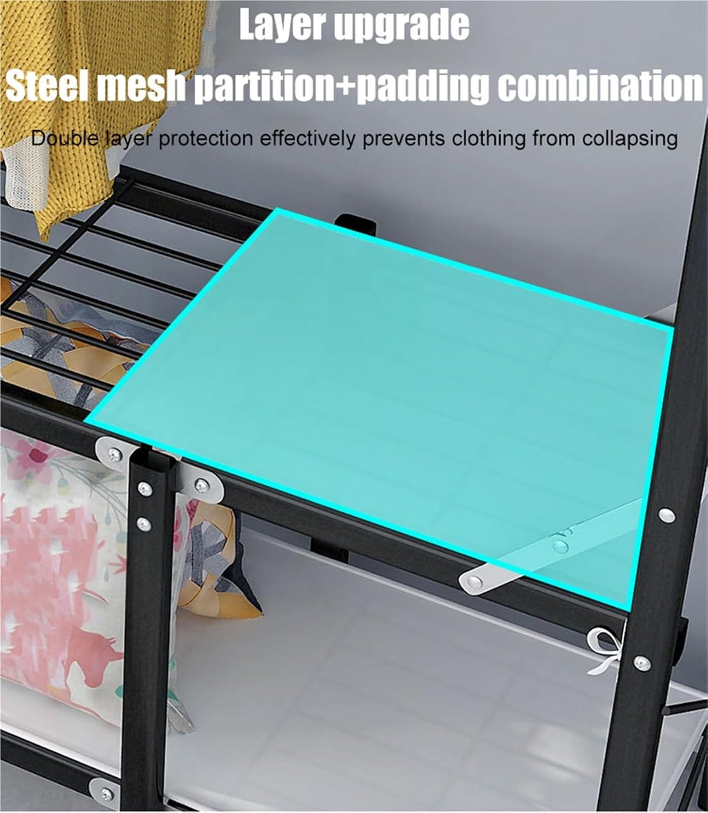 Portable Wardrobe Closet,Foldable Wardrobe with Cover Heavy Duty Portable Closets,Hanging Clothes,Large Folding Covered Clothing Racks Armoires Covered Metal Garment Rack(130cm)