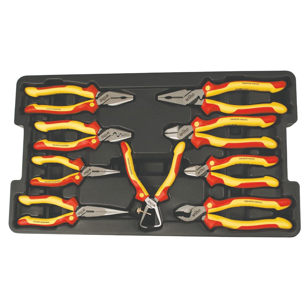 Wiha 32999 Insulated Industrial Pliers & Cutters Set, 9 Piece