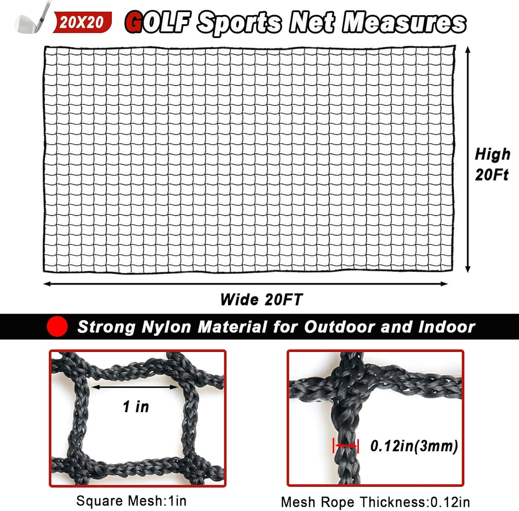Golf Net,Golf Practice Net,Sports Netting,Sports Practice Barrier Net,Heavy Duty Ball Netting,DIY Ball Net for Golf, Baseball, Hockey, Soccer