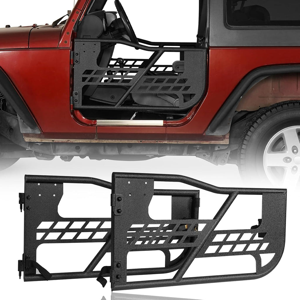 Hooke Road JK Tubular Half Doors for 2007-2018 Jeep Wrangler JK, Wrangler Offroad Trail Doors with OE-Style Latches, Open-Air Summer Driving (2-Door Only)