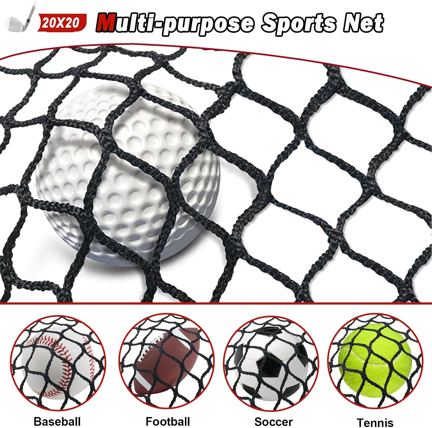 Golf Net,Golf Practice Net,Sports Netting,Sports Practice Barrier Net,Heavy Duty Ball Netting,DIY Ball Net for Golf, Baseball, Hockey, Soccer