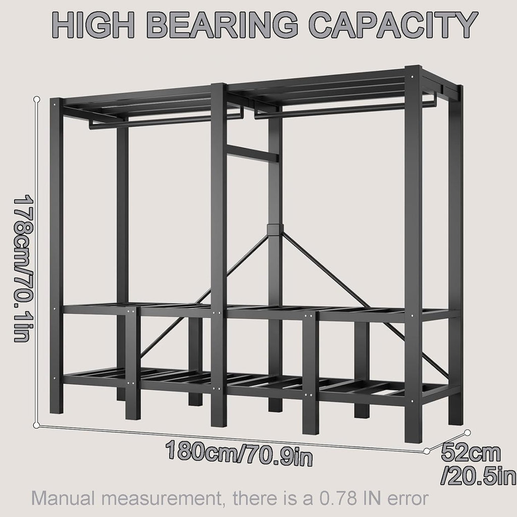 Large Portable Closets for Hanging Clothes, Foldable 71' Clothes Rack with Cover, Multi-Functional Portable Closet, Double Rods 8 Shelves Bedroom
